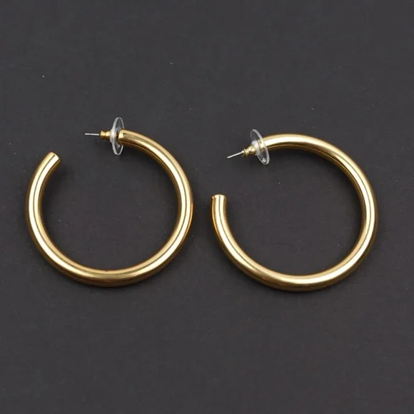 New JCREW Gold Hoop Earrings - Picture 3 of 3